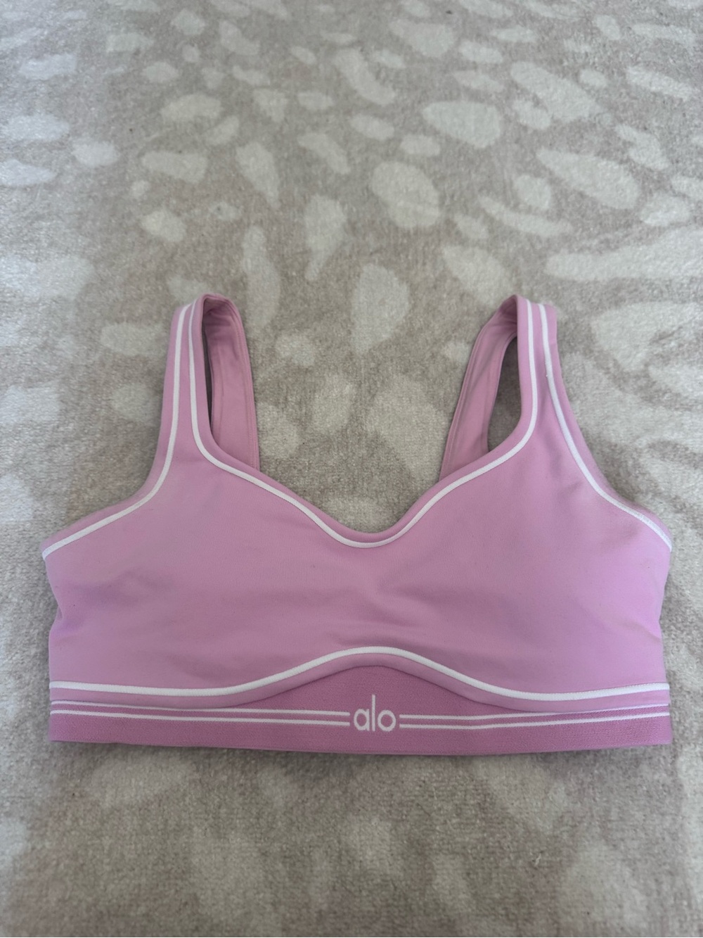 Alo Pink Sports Bra with White Trim